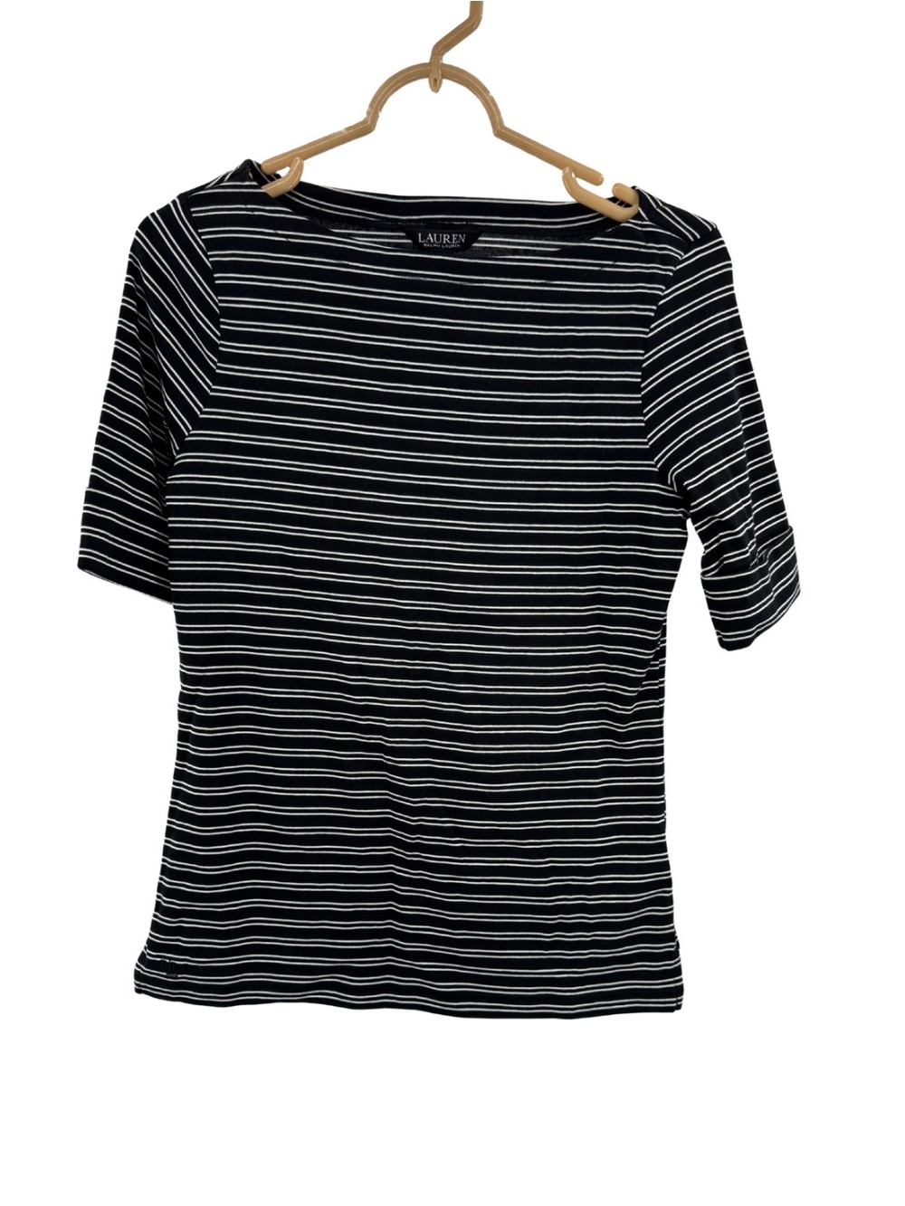 Ralph Lauren Black and White Striped Short Sleeve Top